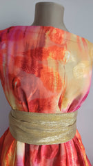 Burn Out Degrade Fucsia/Orange cu Motiv Pene de Păun MAT1409