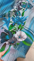 Tripluvoal cu Imprimeu Digital Floral – Albastru Marin VOAL1149