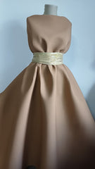 Stofa Bej inchis, cu dos buretat    STO1274