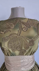 Mătase Indonezia Verde Olive cu Ornamente Arabesti MAT1170