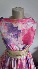 Silky jersey- Lycra Flori Pictate Roz/Mov, provenienta Dubai  ELA1291