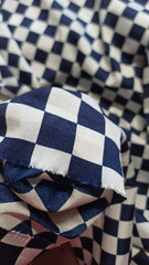 Mătase Elastică Mini Arlequin – Alb/Bleumarin MAT1179