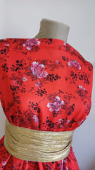 Mătase satinată – Kimono Japonez, roșu cu trandafiri roz
MAT1338