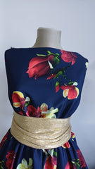 Stofa Barbi Bleumarin cu Magnolii  STO1386