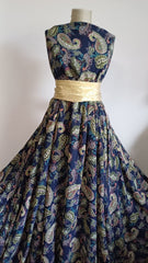 Voal Bleumarin cu model Paisley VOAL1176