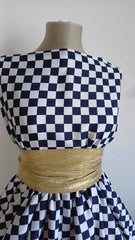 Mătase Elastică Mini Arlequin – Alb/Bleumarin MAT1179