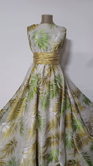 Burn Out cu Frunze Exotice Verde/Olive/Alb MAT1236
