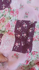 Voal vegetal, Patrate Inflorate Roz/Grena VOAL1162