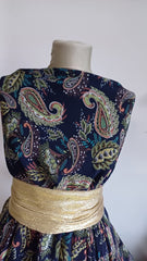 Voal Bleumarin cu model Paisley VOAL1176