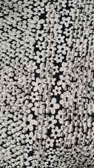 Plasa Elastica Dantelat,Neagră cu Floricele Albe  ELA1378