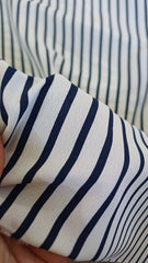 Mătase Maroken dungi Alb/Bleumarin MAT1214