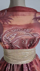 Voal Chifon Cărămiziu cu Imprimeu Oriental Paisley VOAL1016