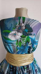 Tripluvoal cu Imprimeu Digital Floral – Albastru Marin VOAL1149