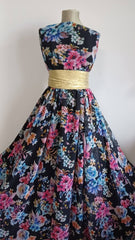 Voal Chifon Negru cu Buchet Floral de Iasomie VOAL1220