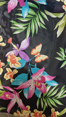 Voal chifon Negru cu Orhidee si Fluturi VOAL1211