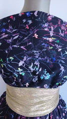 Material Elastic Negru cu Flori Acuarelă ELA1067