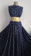 VISCOZĂ BLEUMARIN cu BULINE ALBE VIS1185