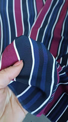Mătase Maroken Dungi Grena/Bleumarin MAT1604