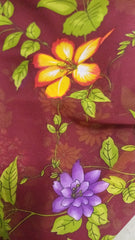 Voal chifon Visiniu cu Nemțoaice Galbene si Mov curgător VOAL1206