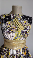 Silky PAISLEY Galben/Mustar/Alb/Negru 1406