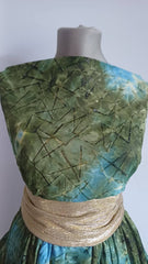 Voal Chifon – Imprimeu „Toamna Crumble-Dye” în Degrade Kaki/Bleu VOAL1104