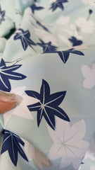 Stofa Crepe Mint cu Frunze Pictate in relief STO1125