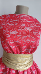 MONKEY - Dantela ROSIE în dublu strat cu plasa Albă DAN