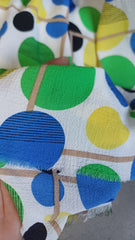 Buble Crepe alb Buline Galben/Albastru/Verde MAT1153