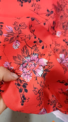 Mătase satinată – Kimono Japonez, roșu cu trandafiri roz
MAT1338