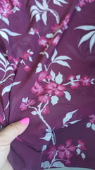Voal Chifon Grena cu flori Burgundy VOAL1202