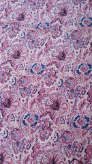 Jerse Bumbac cu Elastan 95/5% – Ivory cu Pictură Florală Grena/Bleumarin ELA1252