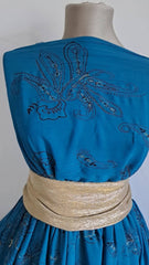 Voal Crinkle cu Broderie Paisley – Albastru Marin VOAL1238