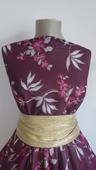 Voal Chifon Grena cu flori Burgundy VOAL1202