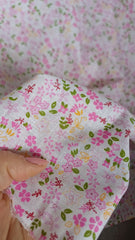 Poplin Bumbac, 100% fibră naturală, Alb cu floricele ROZ/FUCSIA, VERDE BBC1077