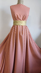 Stofa Barbi Somon/Bleumarin cu Rombulete, are doua fete diferite STO1306