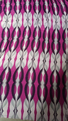 Voal Imitație Mătase Naturală Alb cu Imprimeu Clepsidră Magenta/Negru VOAL1604