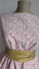 Poplin Bumbac, 100% fibră naturală, Alb cu floricele ROZ/FUCSIA, VERDE BBC1077