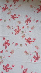 Voal Chifon – Imprimeu Floral Romantic Alb/Roșu VOAL1176
