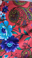 Viscoza Spun Orange cu Flori Tircoas și Mov, model Paisley
VIS1080