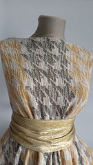 Tricot tip Pulover Model Picior de Cocos Mustar/Ivory/Negru  TRI1026