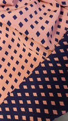 Stofa Barbi Somon/Bleumarin cu Rombulete, are doua fete diferite STO1306