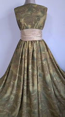 Mătase Indonezia Verde Olive cu Ornamente Arabesti MAT1170