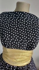 Voal crepe Negru cu Buline Albe  VOAL1037