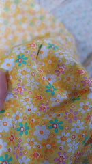 Poplin Bumbac 100%  GALBEN cu floricele ALB/ORANGE/VERDE BBC1029