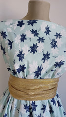 Stofa Crepe Mint cu Frunze Pictate in relief STO1125